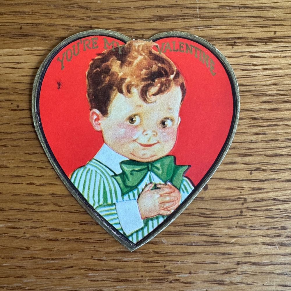 Vintage Heart Boy Youre‎ My Valentine Card Ephemera Collectible